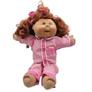 Vintage 2004 Cabbage Patch Doll Red Hair Green Eyes in Pink Pajamas